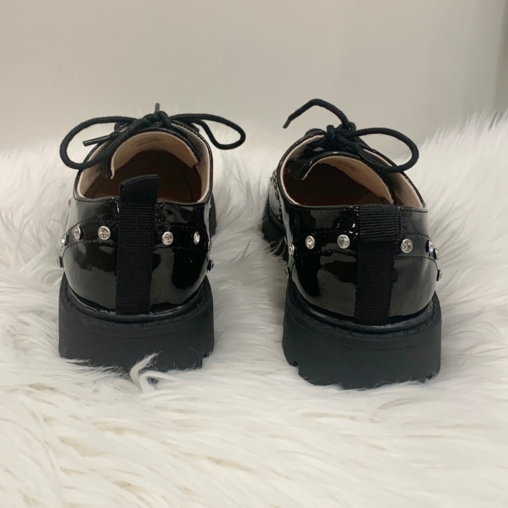 ZARA Patent Leather Chunky Heel Studded Oxford Shoes - Picture 4 of 15